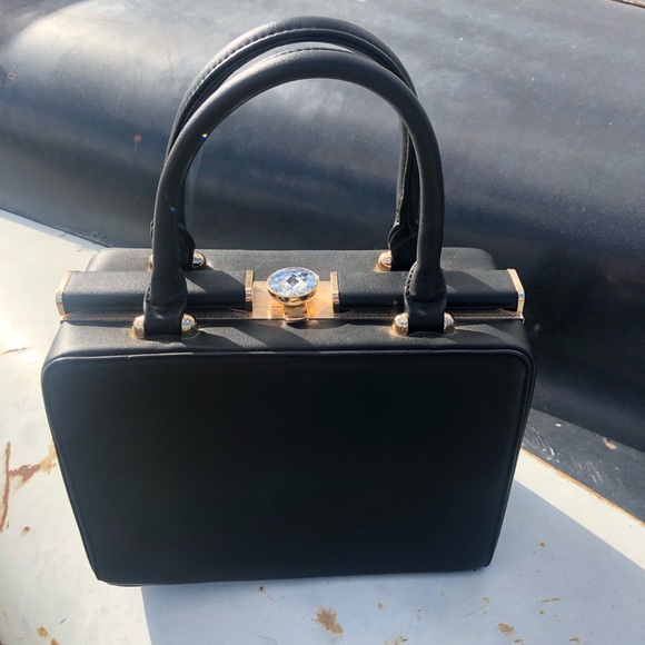 {???} Black Rhinestone Kiss Lock Frame Purse - Picture 3 of 5